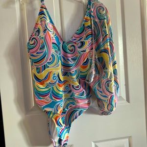One piece swimsuit with sarong